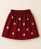 ZIP ZAP ZOOP Cotton Woven Floral Embellished Skirt - Maroon