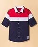 Pine Kids Cotton Woven Full Sleeves Solid Shirt - Navy Blue