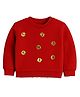 ZIP ZAP ZOOP Cotton Knit Full Sleeves Golden Flower Embroidered Swearshirt - Red