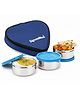 Signoraware Sleek Steel Lunch Box with 3 Container Capacity 350 ml - Blue