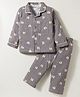 Doreme Single Jersey Knit Full Sleeves Co-ord Night Suit With Teddy Bear Print - Charcoal Grey