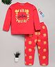 DEAR TO DAD Cotton Woven Full Sleeves Lion Printed Night Suit Set - Red