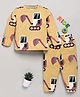 DEAR TO DAD Cotton Woven Full Sleeves Animal Printed Coordinating Night Suit Set - Yellow
