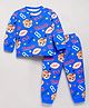 DEAR TO DAD Cotton Woven Full Sleeves Teddy Bear Printed Coordinating Night Suit Set  - Blue