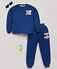 DEAR TO DAD Cotton Woven Full Sleeves Slam Dunk Text Printed Night Suit Set - Navy Blue