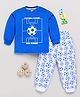 DEAR TO DAD Cotton Woven Full Sleeves Football Theme Printed Night Suit Set - Blue