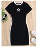 Bolly Lounge Cotton Blend Knit Half Sleeves Star Printed Dress - Black