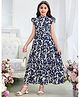 Bolly Lounge Cotton Blend Woven Cap Sleeves Floral Printed Dress - Blue