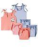 OHMS Single Jersey Knit Sleeveless Striped Inner Wear Set Pack of 2 - Pink & Light Blue