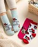 Cute Walk by Babyhug Disney Knit Ankle Length Socks With Minnie Mouse Graphics Pack Of 3 - Dark Pink White & Sea Green