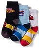 Pine Kids Marvel Non Terry Knit Ankle Length Anti Bacterial Socks With Avengers Graphics Pack of 3 - Black Light Blue & White