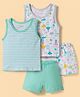 OHMS Single Jersey Knit Sleeveless Striped & Animal Printed Tank T-Shirt & Shorts Set Pack Of 2 - Multicolour