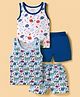 OHMS Single Jersey Knit Sleeveless T-Shirt & Shorts Set With Vehicle & Space Theme Print Pack of 2 - Multicolor