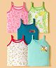 OHMS Single Jersey Knit Sleeveless Hearts Floral & Bee Printed Slips Pack Of 5 - Multicolour