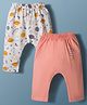 OHMS Single Jersey Knit Full Length Space Theme Printed Diaper Leggings Pack Of 2 - Peach & White