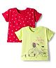 Doodle Poodle 100% Cotton Single Jersey Knit Half Sleeves Top With Polka Dot Print Pack Of 2 - Red & Light Green