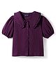 Pine Kids Woven Half Puffed Sleeves Top With Textured Design - Purple