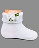 Neska Moda Cotton Elastane Knit Floral Applique Detailed Socks - White