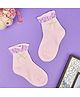 Neska Moda Cotton Elastane Knit Frill Detailed Bow Applique Socks - Pink