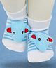 Neska Moda Striped & Elephant Applique Detailed Socks -  Light Blue & White