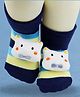 Neska Moda Cotton Elastane Knit Animal Applique Detailed Anti Slip Socks - Dark Blue & White