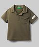 UCB Modal Knit Half Sleeves Solid Color Polo T-Shirt with Utility Pocket - Dark Green
