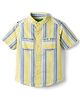 UCB Cotton Woven Half Sleeves Mandarin Collar Shirt With Stripes - Yellow