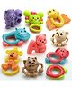 FUNVERSE Set of 10 Premium Rattle Set, Colourful Plastic Non Toxic 8 Attractive Rattles and Teathers for New Borns Multi Color