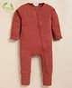 Cot & Candy Organic Cotton Knit Full Sleeves Solid Romper - Red