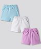 Bonfino 100% Cotton Knit Solid Shorts Pack of 3 - Purple Light Blue & White