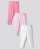 Bonfino 100% Cotton Knit Solid Color Leggings Pack of 3 -White & Pink