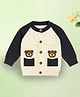 Kidbea  Fleece Knit Full Sleeves  Teddy Bear Patch Detailed Sweater - Black