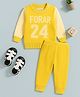 Kidbea Cotton Knit Full Sleeves 24 Forar Text Printed Winter Sweatshirt & Pant Set - Yellow