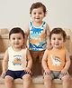 Babyoye Elastane Knit Sleeveless Vests With Dino Print Pack of 3 - Multicolor