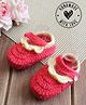Woonie Hand Knitted Colour Blocked Booties - Pink
