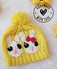 Woonie Hand Knitted Bunnies Designed Beanie - Yellow - Circumference 27.5 Cms