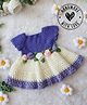Woonie Handknitted Cap Sleeves Floral Applique Detailed Dress - Purple