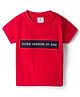 Ollypop Cotton Knit Half Sleeves T-Shirt With Text Print - Red