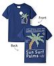 Lazy Bones Sinker Knit Half Sleeves T-Shirt With Palm Tree Print - Navy Blue