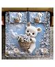 BHAIJI BEDSHEETS 220TC Glace Cotton Bed Sheet Double Bed With 2 Pillow Covers Full HD Digital Prints - Blue Teddy With Flowers