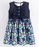 Rassha Sleeveless Frill & Bow Applique Detailed Floral Printed Dress - Navy Blue