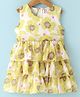 Rassha Sleeveless Floral Printed Knee Length Layered Dress - Yellow