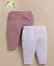 Cot & Candy Organic Cotton Knit Pack Of 2 Solid Pant - Baby Pink & Lavender