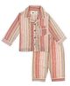 TIPPY TOP Pure Cotton Woven Full Sleeves Striped Coordinating Night Suit Set - Brown