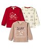 Mini Donuts Sinker Knit Full Sleeves T-Shirts with Vehicle Print Pack of 3 - Red Cream & Peach