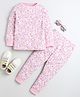 BABY NATION Cotton Knit Full Sleeves Unicorn & Floral Printed Coordinating Night Suit Set - Pink