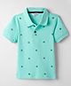 Smarty Boys Sinker Knit Half Sleeves T-Shirt With Vehicle Print - Sea Green