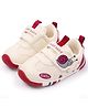 KIDLINGSS Mesh Detailed Snail Typography Printed Velcro Closure Shoes - White & Maroon
