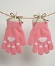 Ziory Woollen Knit Heart Designed Gloves - Pink