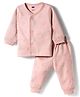 Simply Fleece knit Full Sleeves Co-ords Night Suit With Animal Print - Pink